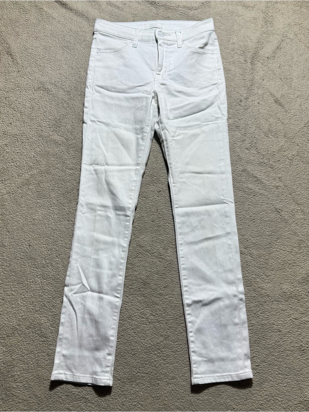 Uniqlo Jeans Womens 23 White Denim Mid Rise Skinny Cotton Casual Meas 26x29